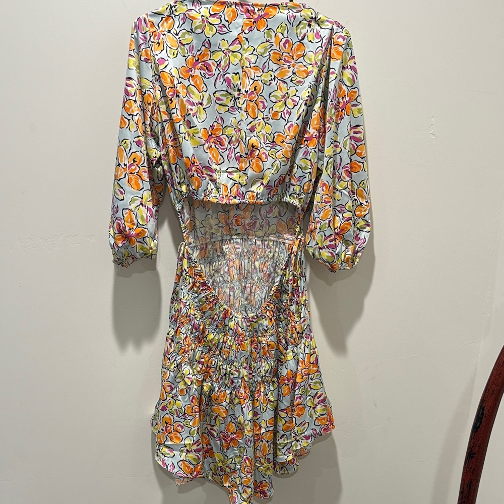 Maje Floral Mini Dress in Orange and Purple - Picture 5 of 5